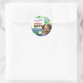 Wolf Monster Birthday Party Classic Round Sticker (Tasche)