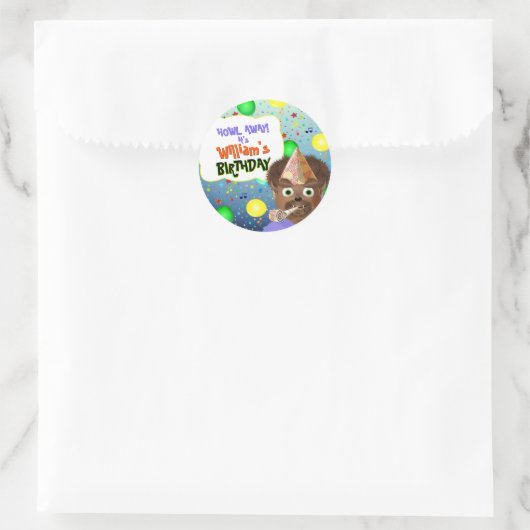 Wolf Monster Birthday Party Classic Round Sticker (Tasche)