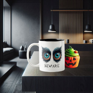 Wolf Monster Eyes - BEWARE-Tasse Zweifarbige Tasse