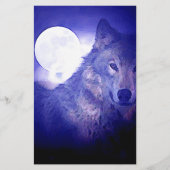 Wolf, Moon & Blue Night Briefpapier (Vorderseite)
