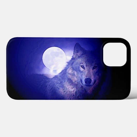 Wolf, Moon & Blue Night Case-Mate iPhone Hülle (Rückseite (Horizontal))
