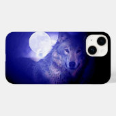 Wolf, Moon & Blue Night Case-Mate iPhone Hülle (Rückseite (Horizontal))