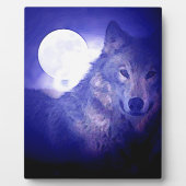 Wolf, Moon & Blue Night Fotoplatte (Vorderseite)