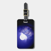 Wolf, Moon & Blue Night Gepäckanhänger (Vorderseite vertikal)