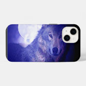 Wolf, Moon & Blue Night iPhone Hülle (Rückseite (Horizontal))