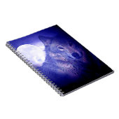 Wolf, Moon & Blue Night Notebook Notizblock (Rechte Seite)