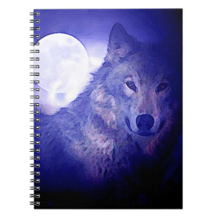 Wolf, Moon & Blue Night Notebook Notizblock