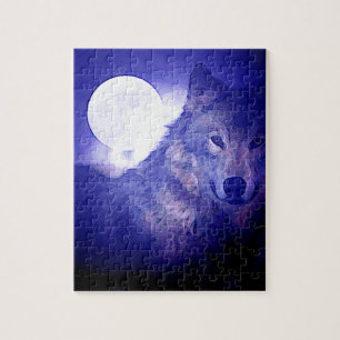 Wolf, Moon & Blue Night Puzzle