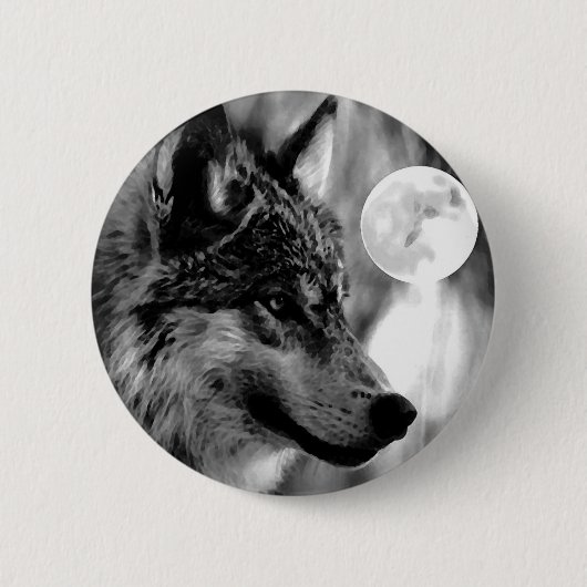 Wolf & Moon Button (Vorderseite)