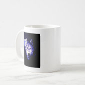 Wolf & Moon Dark Blue Night Collage Kaffeetasse (Vorderseite Links)