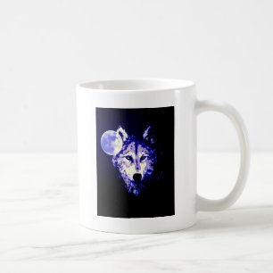 Wolf & Moon Dark Blue Night Collage Kaffeetasse