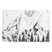 Wolf Moon: Gebirge Grafik Sketch. Kissenbezug (Rückseite)