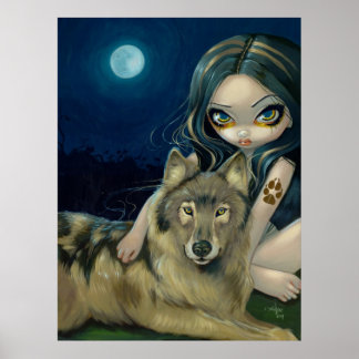 Wolf Moon Gothic Fantasy Art Print Poster
