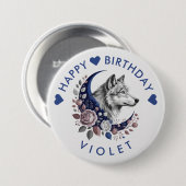 Wolf & Moon Happy Birthday Button (Vorne & Hinten)