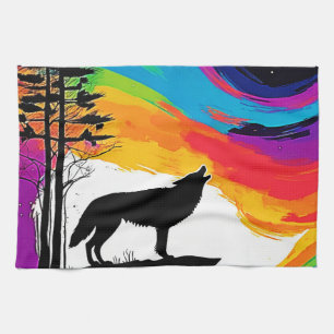 Wolf Moon Howl Art Geschirrtuch