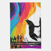 Wolf Moon Howl Art Geschirrtuch (Vertikal)