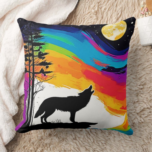 Wolf Moon Howl Art Kissen (Decke)