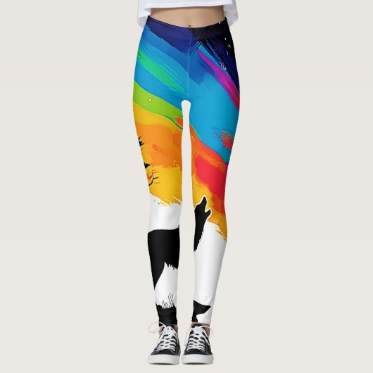 Wolf Moon Howl Art Leggings (Vorderseite)