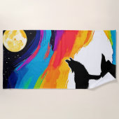 Wolf Moon Howl Art Strandtuch (Vorderseite)