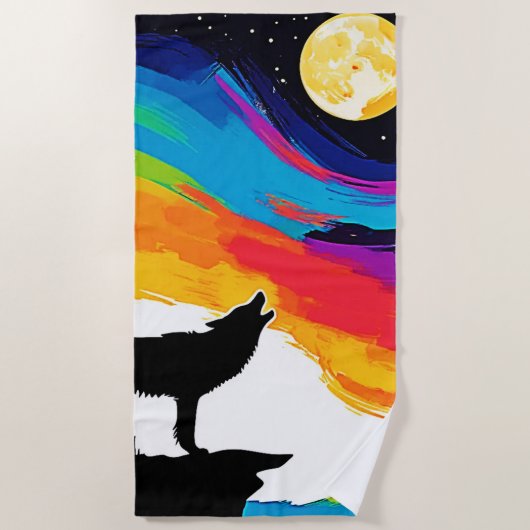 Wolf Moon Howl Art Strandtuch (Vorderseite)