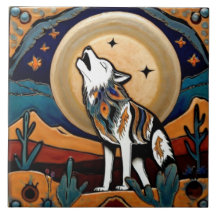 Wolf Moon Howl Southwestern Style Südwest