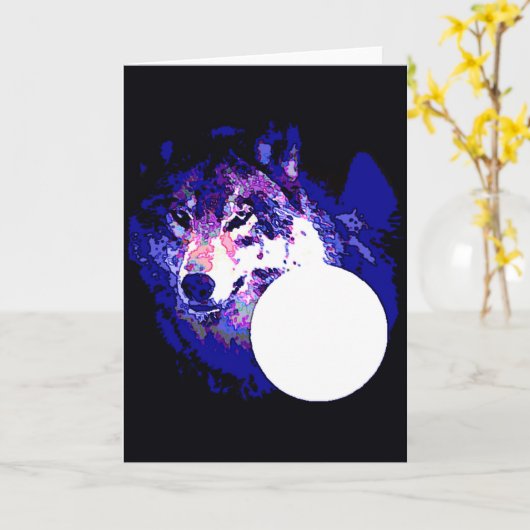 Wolf & Moon Karte (Gelbe Blume)