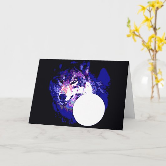 Wolf & Moon Karte (Gelbe Blume)