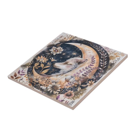 Wolf Moon Keramik Tile Fliese (Seite)