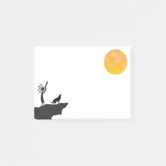 Wolf Moon Kokopelli Post-it Notes Klebezettel (Vorderseite)