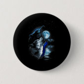 Wolf Moon Lake Wolf Howling Full Moon Wolf Graphic Button (Vorderseite)