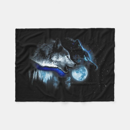 Wolf Moon Lake Wolf Howling Full Moon Wolf Graphic Fleecedecke (Vorderseite (Horizontal))
