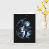 Wolf Moon Lake Wolf Howling Full Moon Wolf Graphic Karte (Gelbe Blume)