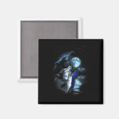 Wolf Moon Lake Wolf Howling Full Moon Wolf Graphic Magnet (Vorderseite/Rückseite)