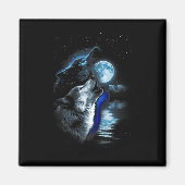 Wolf Moon Lake Wolf Howling Full Moon Wolf Graphic Magnet (Vorne)
