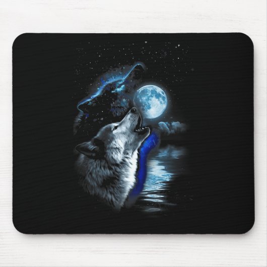 Wolf Moon Lake Wolf Howling Full Moon Wolf Graphic Mousepad (Vorne)