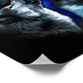 Wolf Moon Lake Wolf Howling Full Moon Wolf Graphic Poster (Ecke)