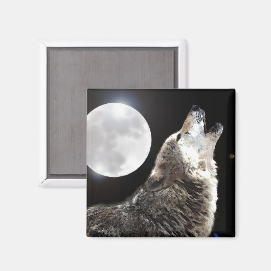 Wolf & Moon Magnet (Vorderseite/Rückseite)