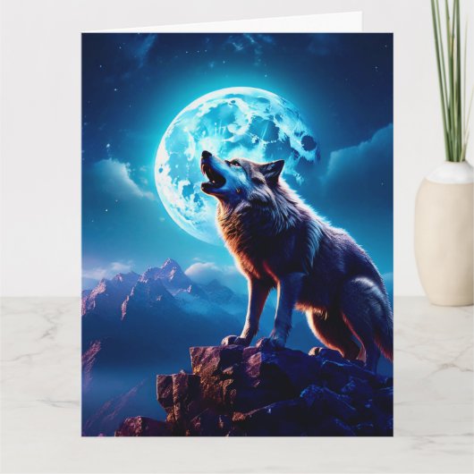WOLF MOON NATIVE AMERICAN GREETING CARD KARTE (Vorderseite)