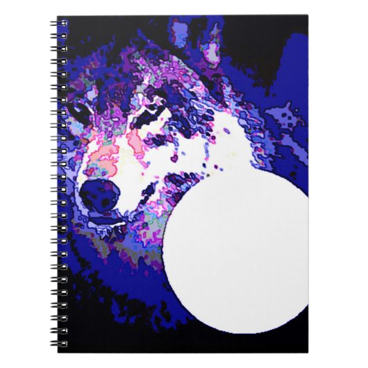Wolf & Moon Notebook Notizblock (Vorderseite)
