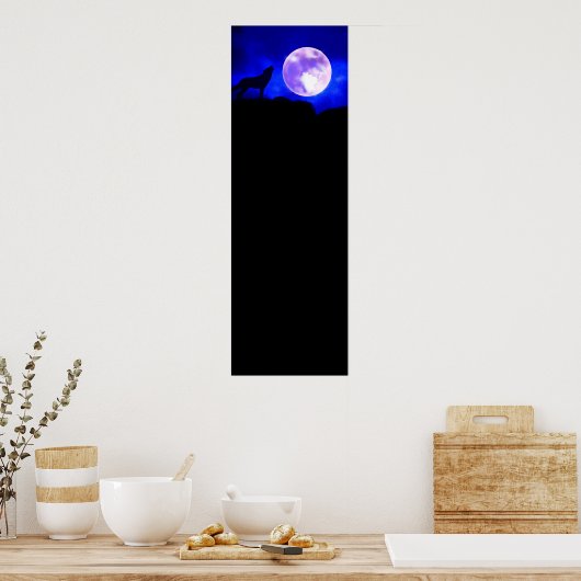 Wolf & Moon Panorama Poster Print (Küche)