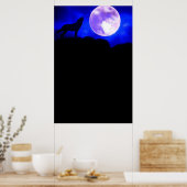 Wolf & Moon Panorama Poster Print (Küche)