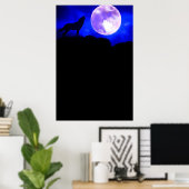 Wolf & Moon Panorama Poster Print (Heimbüro)