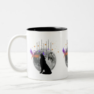 Wolf-Moon-Phoenix-Owl-grafische Design Kaffee-Tass Zweifarbige Tasse