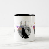 Wolf-Moon-Phoenix-Owl-grafische Design Kaffee-Tass Zweifarbige Tasse (Mittel)