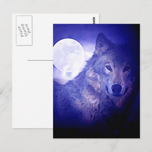 Wolf & Moon Postkarte (Vorne/Hinten)