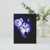 Wolf & Moon Postkarte (Stehend Vorderseite)