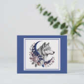 Wolf & Moon Postkarte (Stehend Vorderseite)