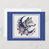 Wolf & Moon Postkarte (Vorne/Hinten)