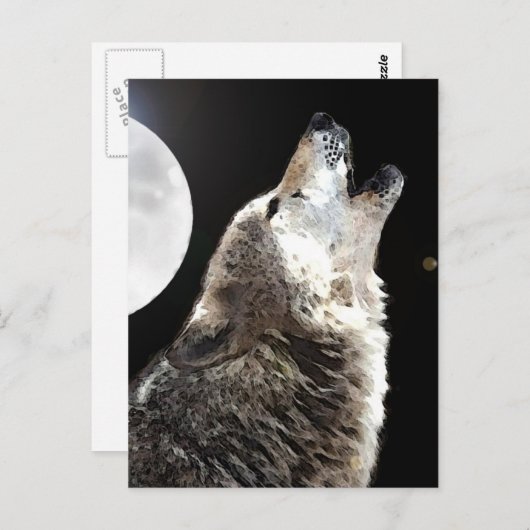 Wolf & Moon Postkarte (Vorne/Hinten)