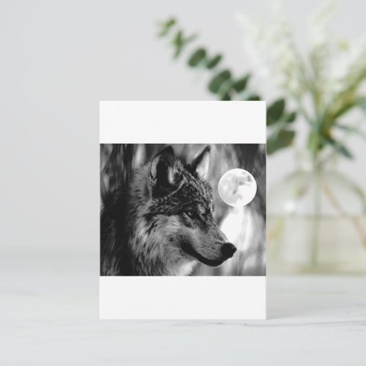 Wolf & Moon Postkarte (Stehend Vorderseite)